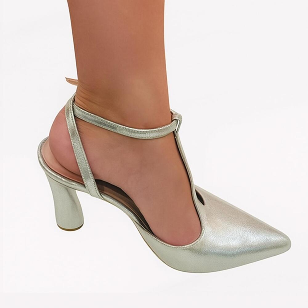 NEW BUTRICH women's aida pumps in silver crackle